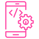 Mobile screen with gear icon representing mobile app development